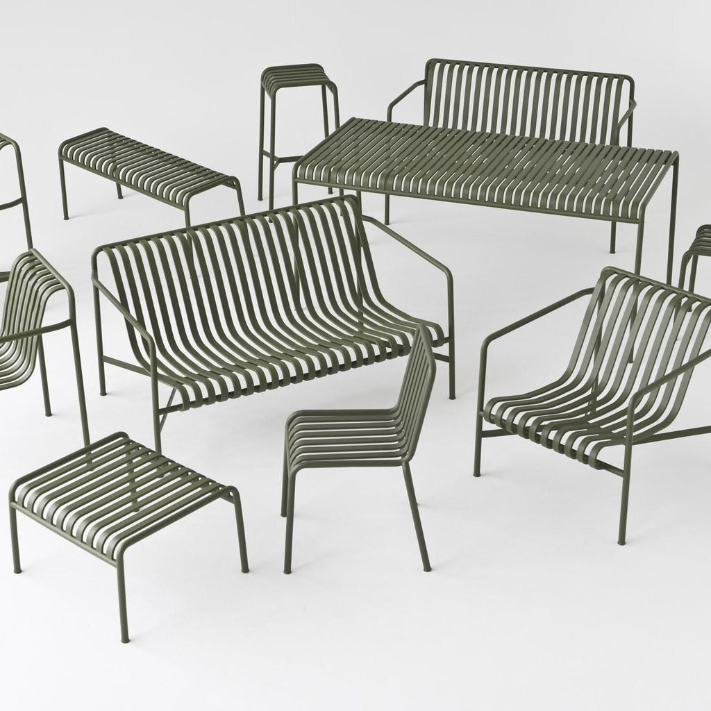 HAY Palissade Gartenset Tisch + 4 Dining Gartenarmlehnstühle
