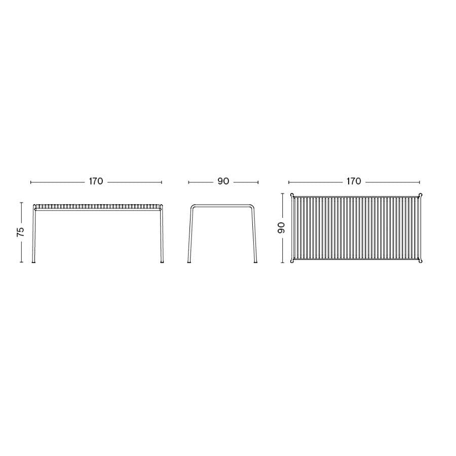 HAY Palissade Gartenset Tisch + 4 Dining Gartenarmlehnstühle