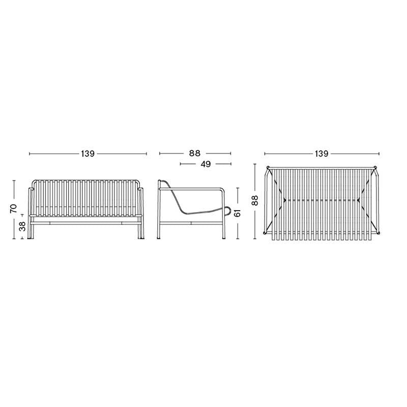 HAY Palissade Outdoor Lounge Sofa Feuerverzinkt