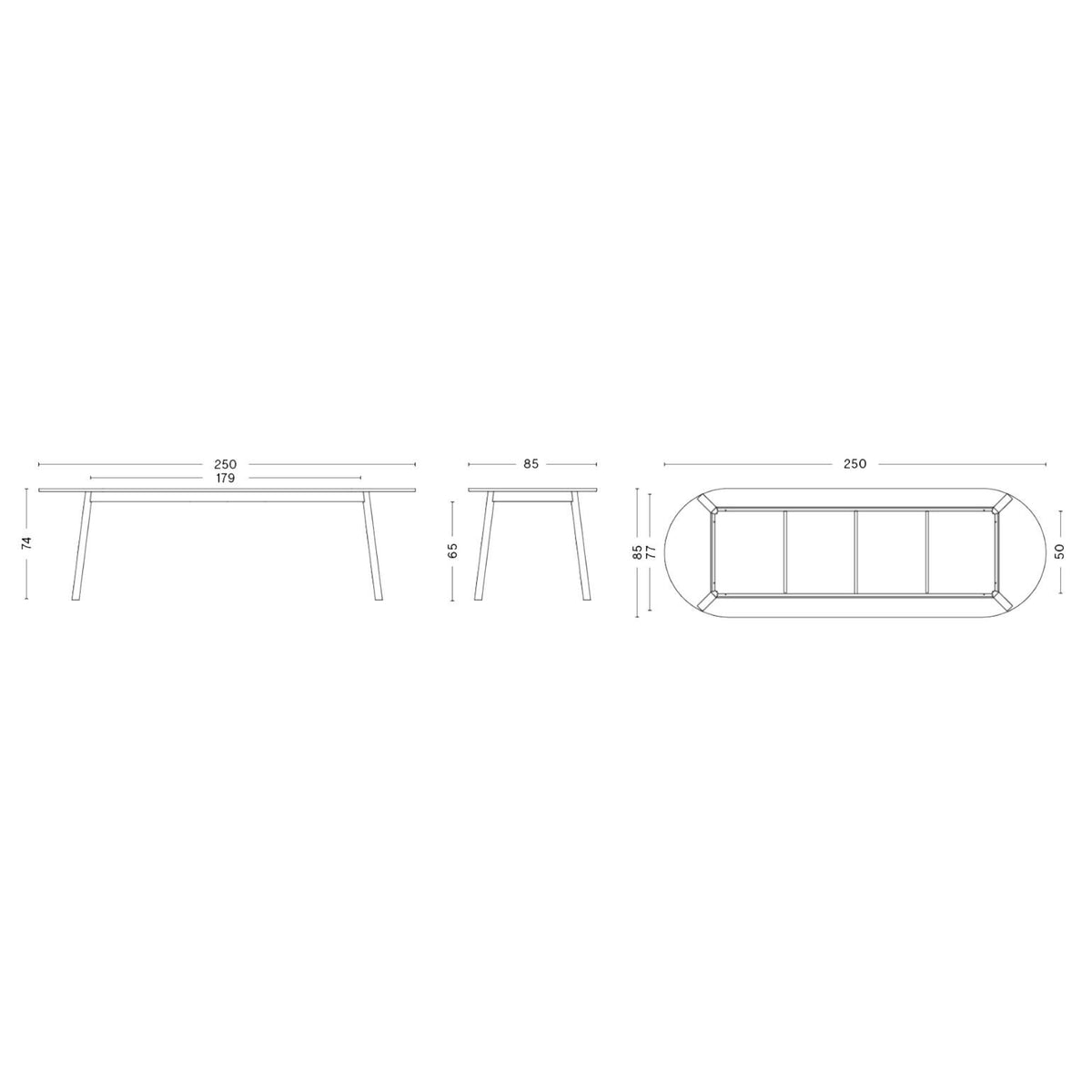HAY Triangle Leg Tisch 250x85x74cm