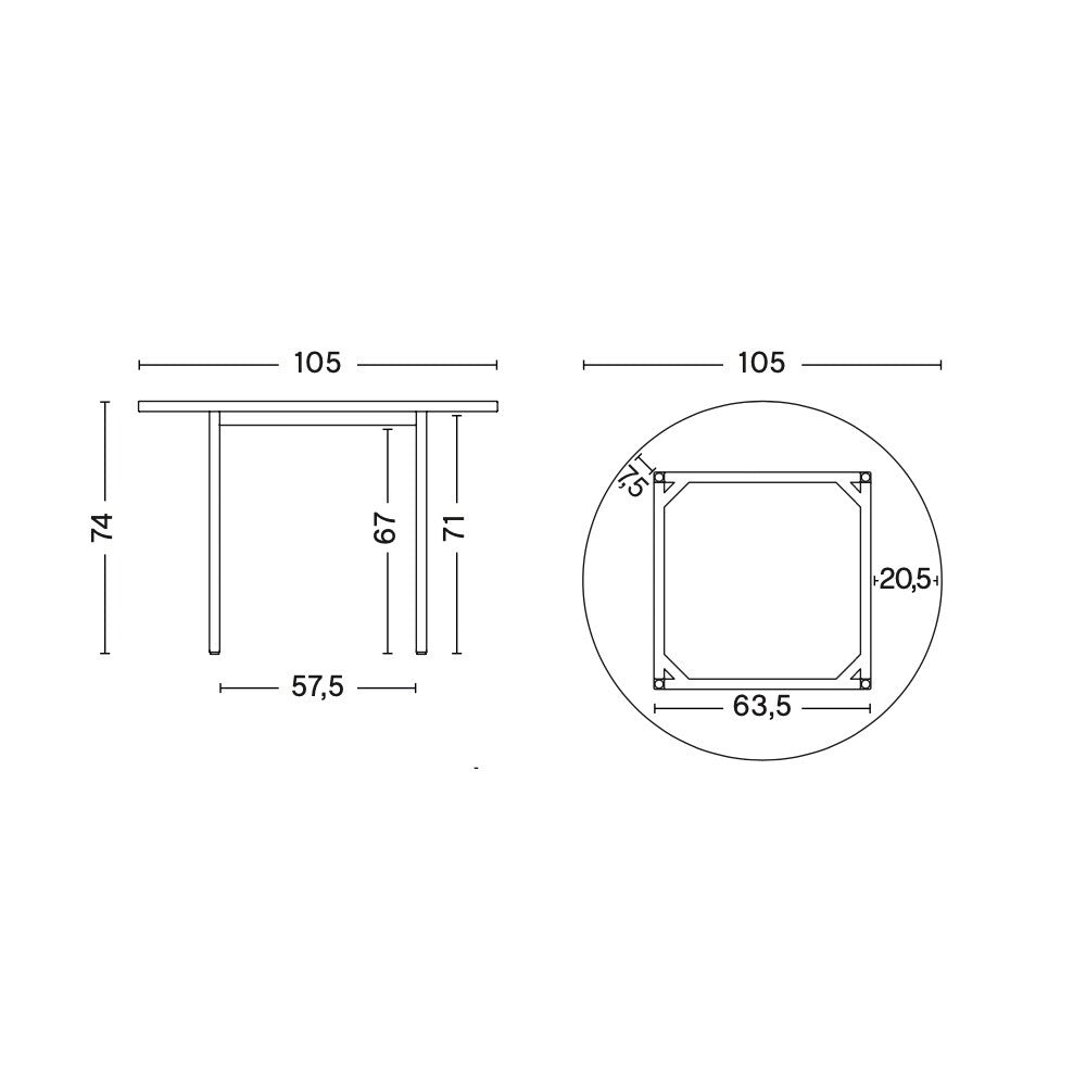 HAY Two-Colour Esstisch Gestell Ocker Ø105cm
