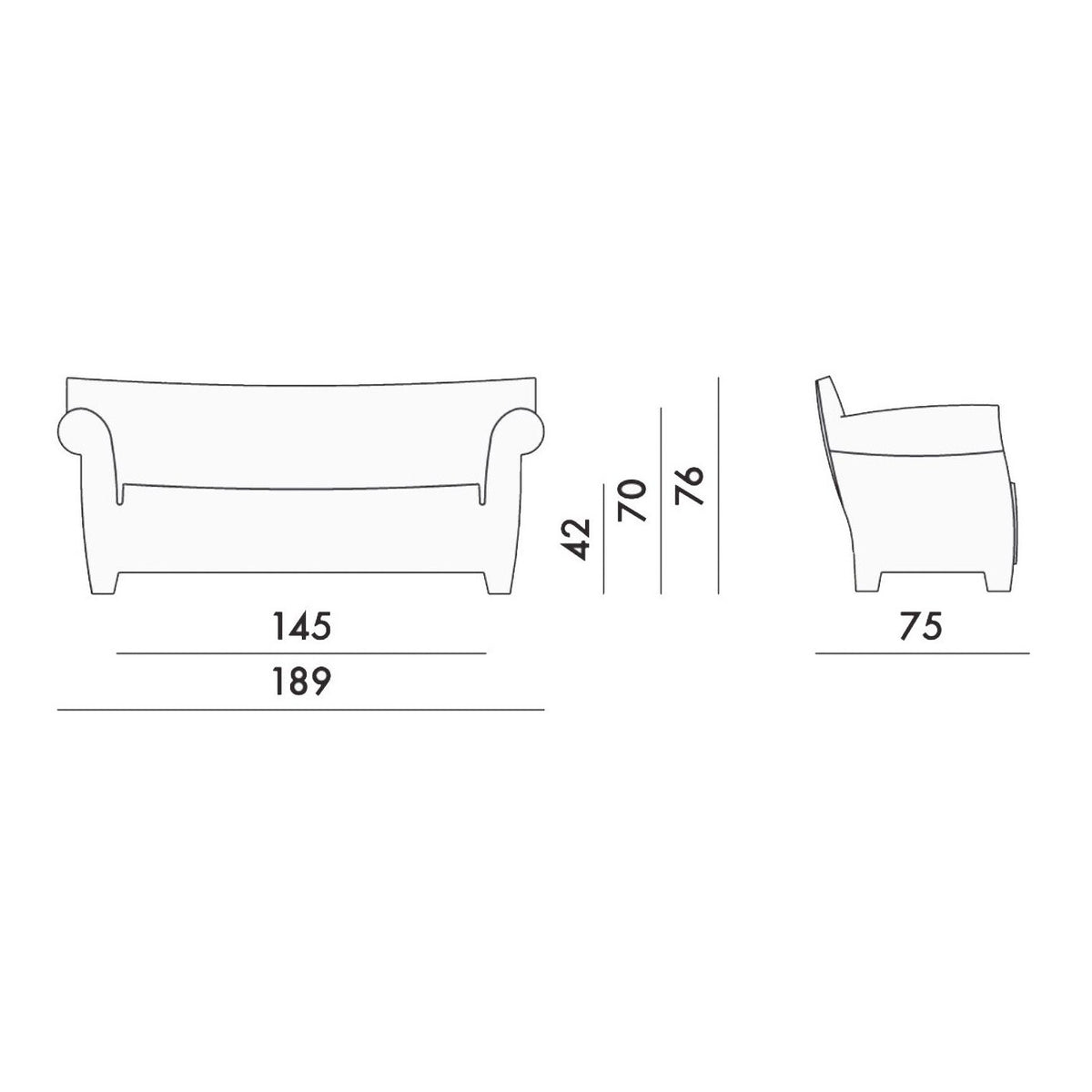 Kartell Bubble Club 2-Sitzer Outdoor Sofa