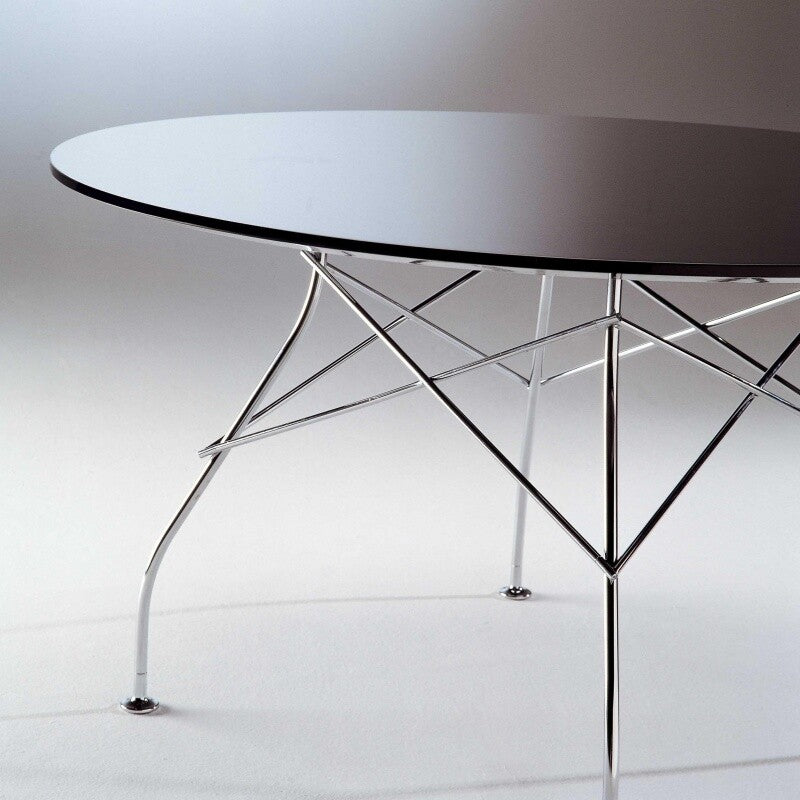 Kartell Glossy Esstisch oval Gestell Stahl verchromt