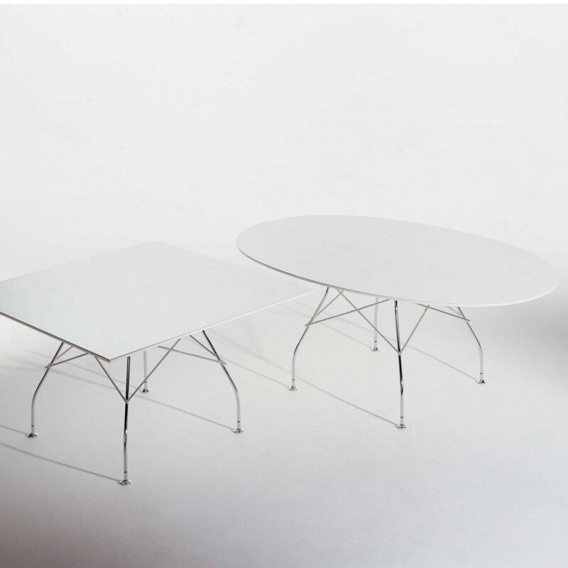 Kartell Glossy Esstisch oval Gestell Stahl verchromt