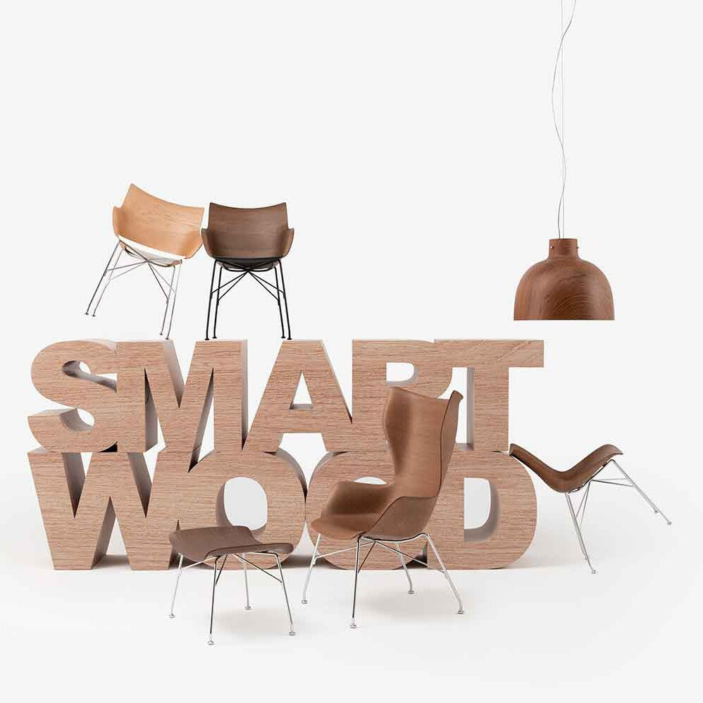 Kartell K/Wood Sessel Leder