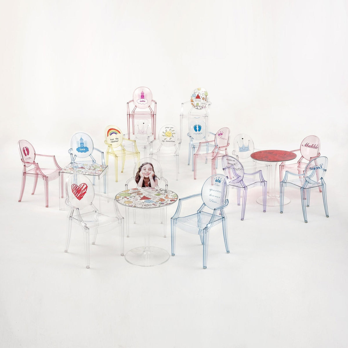 Kartell Lou Lou Ghost Kinderstuhl mit Motiv