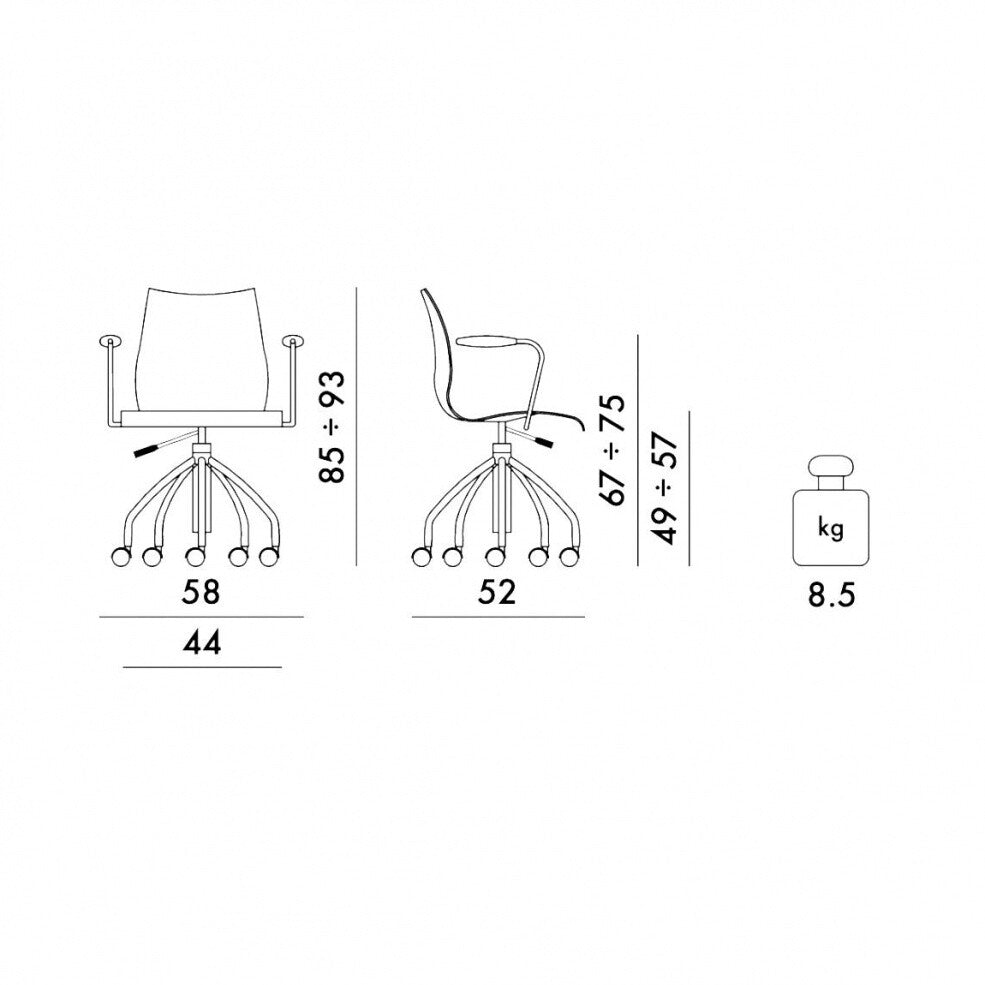 Kartell Maui Bürostuhl mit Armlehnen