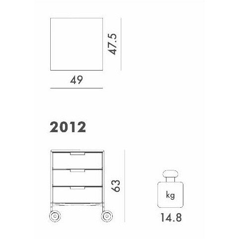 Kartell Mobil 3 Container mit Rollen matt
