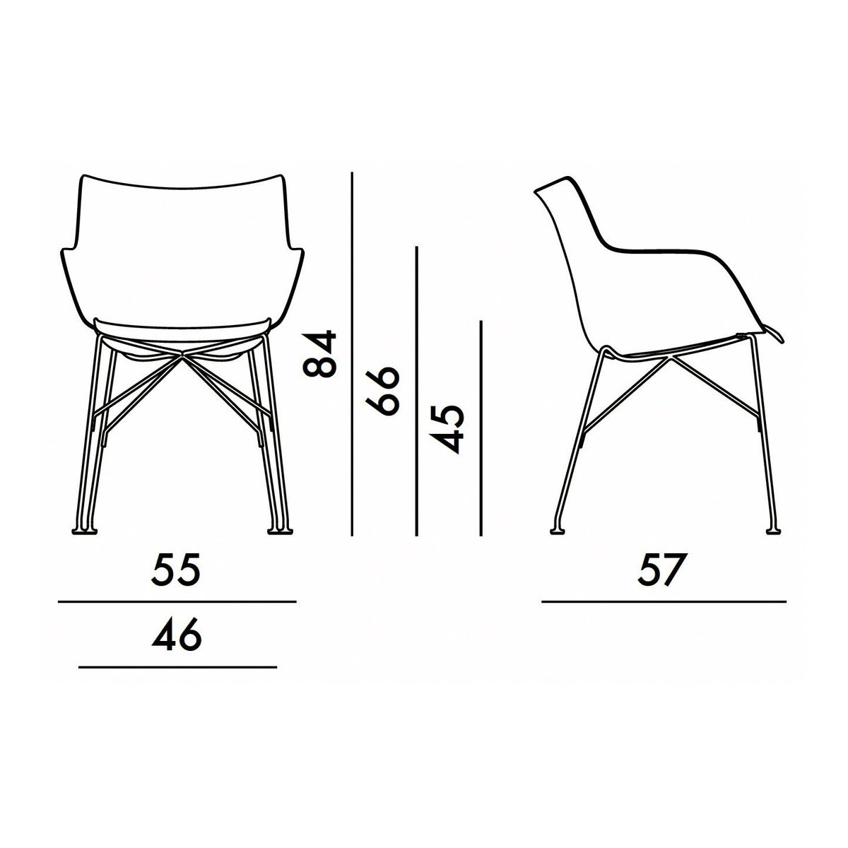 Kartell Q/Wood Armlehnstuhl 55x84x57cm
