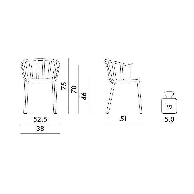 Kartell Venice Gartenarmlehnstuhl matt