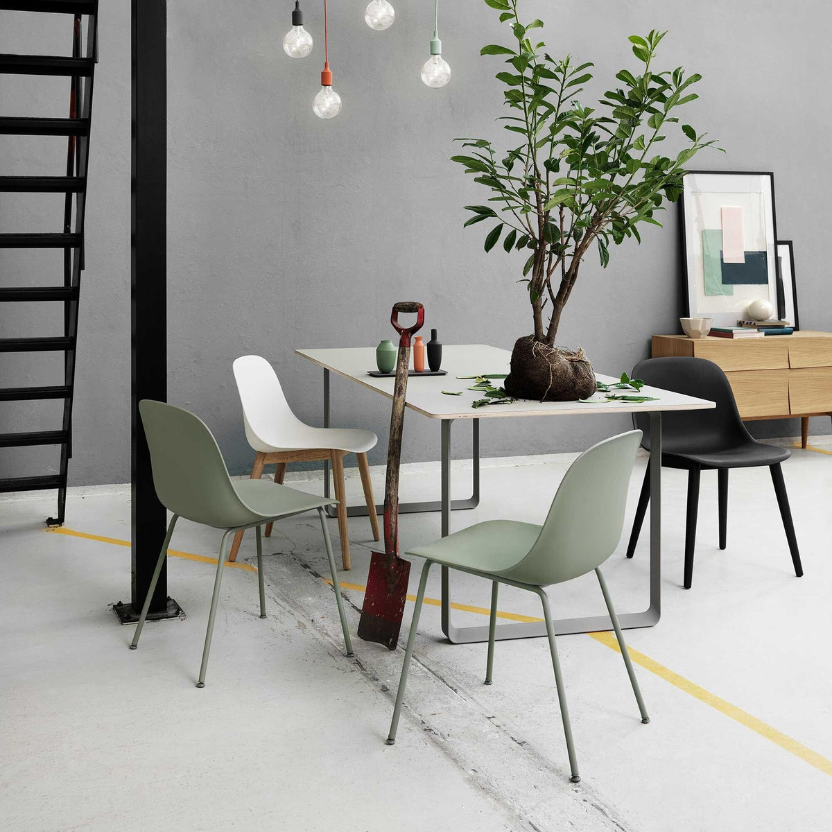 Muuto Fiber Chair Stuhl mit Rohrgestell Recycelt