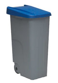 Cubo de basura con ruedas de 85 L, azul