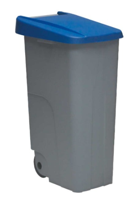 Cubo de basura con ruedas de 85 L, azul