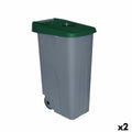 Cubo de basura con ruedas de 85 L, verde