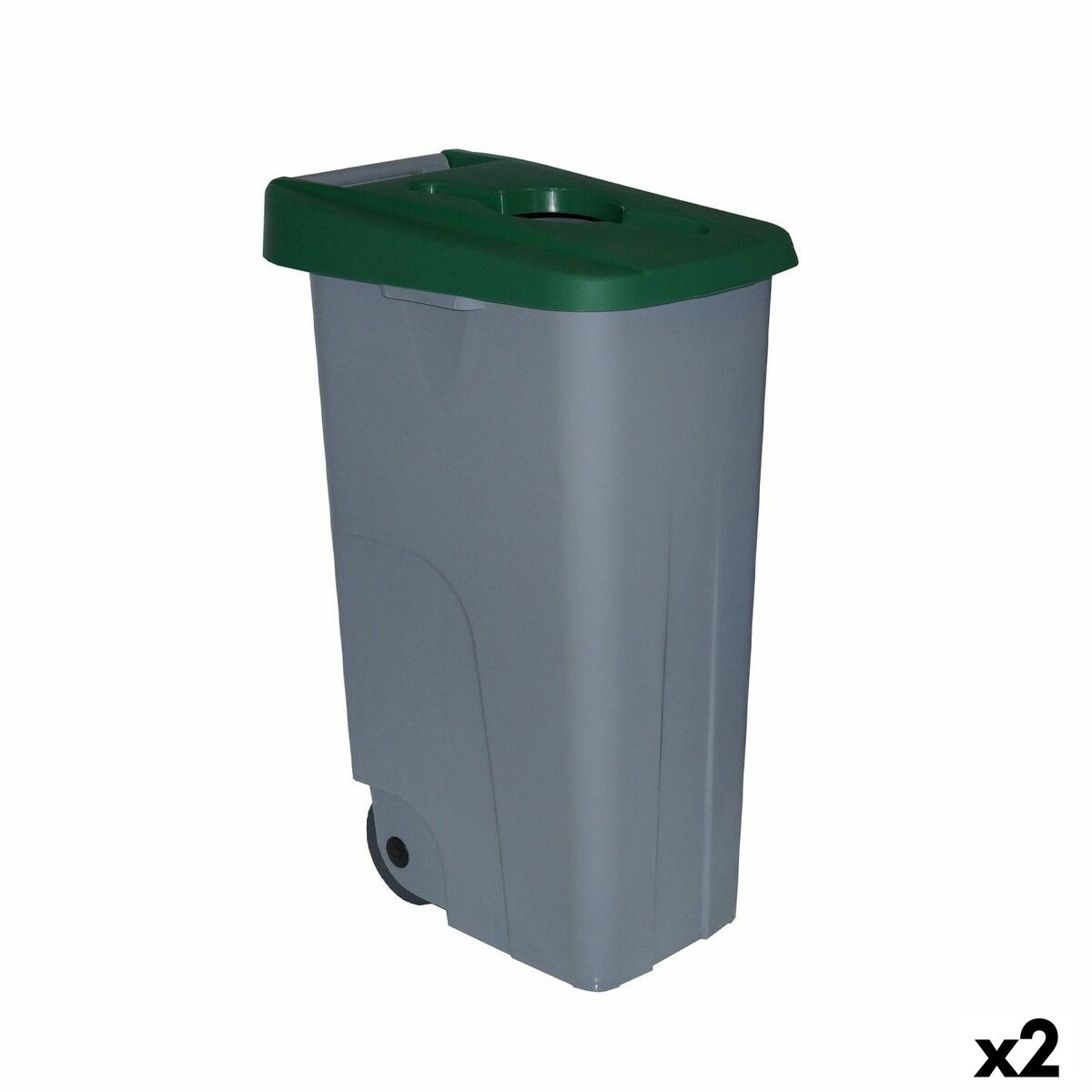 Cubo de basura con ruedas de 85 L, verde