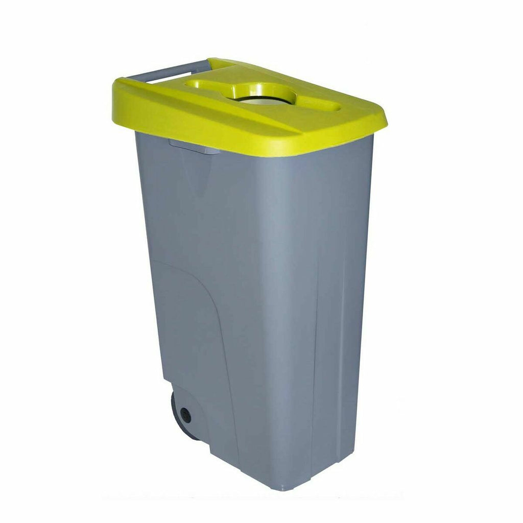 Cubo de basura con ruedas de 110 L, amarillo — imagen 2