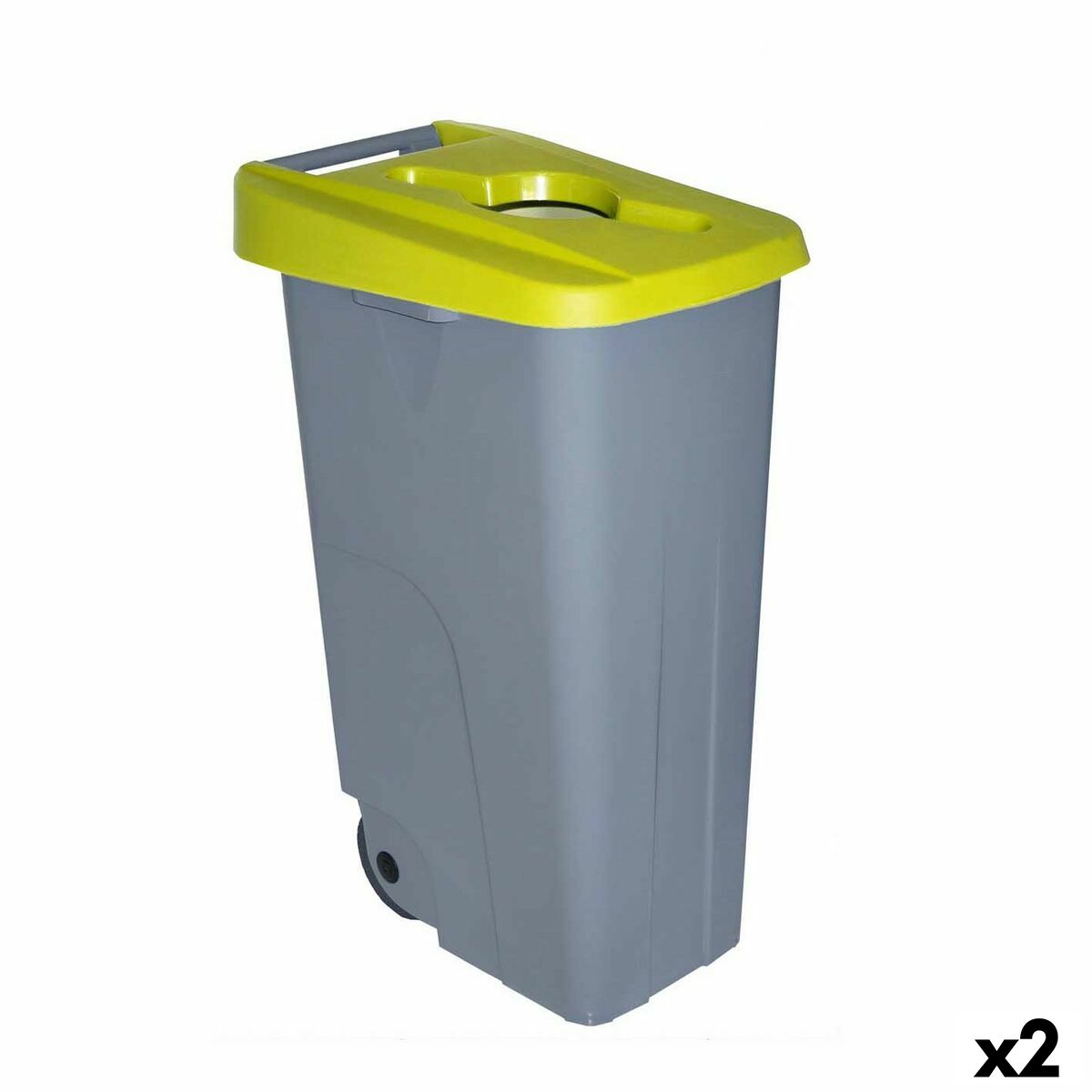 Cubo de basura con ruedas de 110 L, amarillo