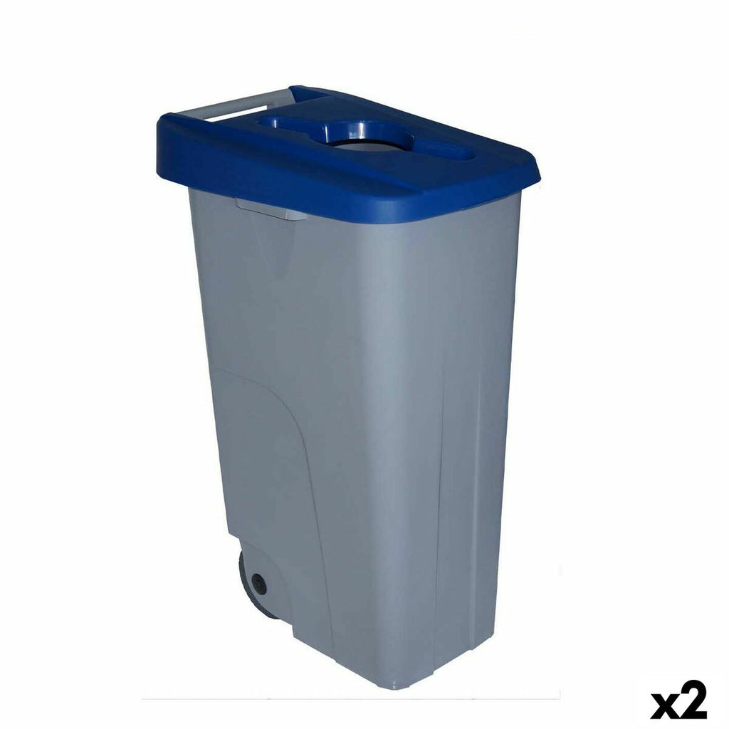 Cubo de basura con ruedas de 110 L, azul