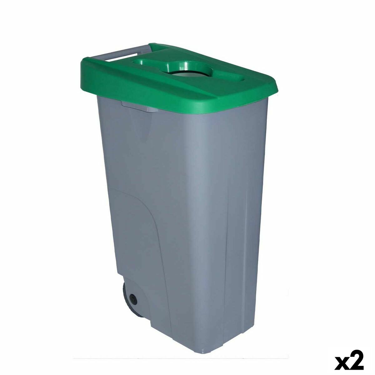 Cubo de basura con ruedas de 110 L, verde