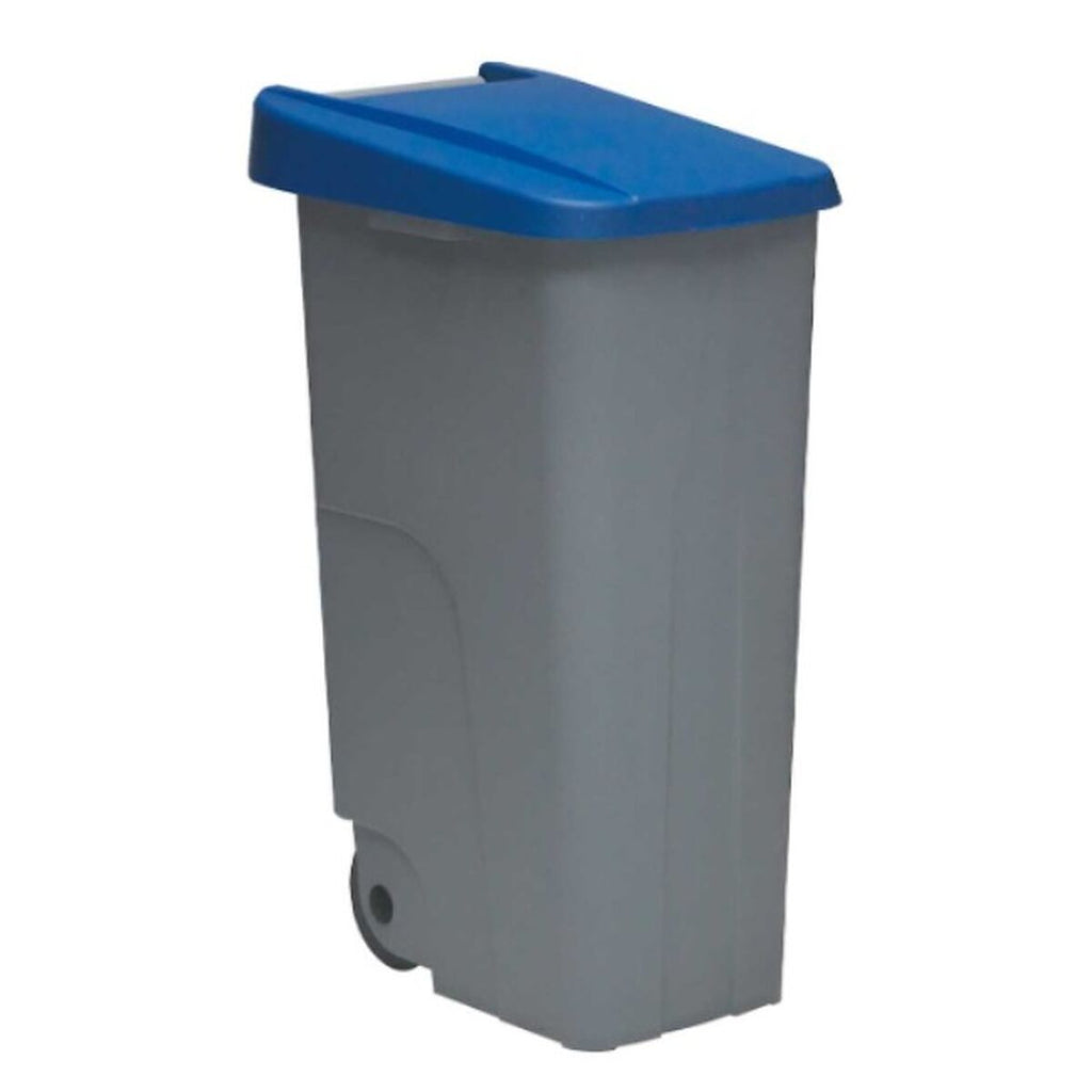 Cubo de basura con ruedas de 85 L, azul — imagen 2