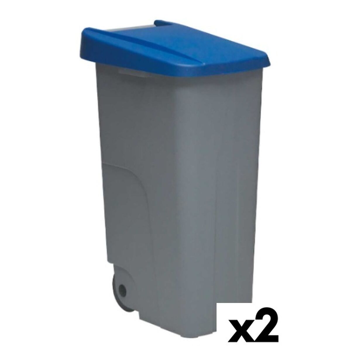 Cubo de basura con ruedas de 85 L, azul