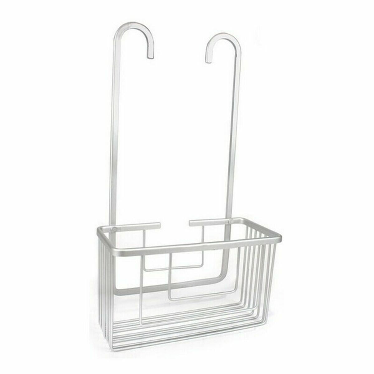 Colgador de ducha de aluminio plateado, 25 x 12,5 x 44,5 cm