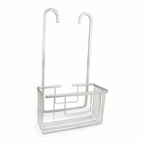 Colgador de ducha de aluminio plateado, 25 x 12,5 x 44,5 cm