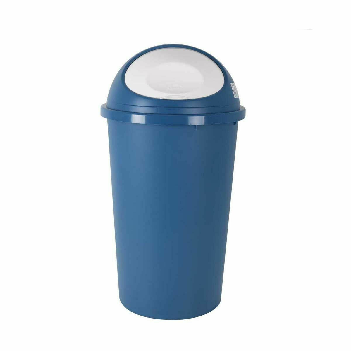 Cubo para basura de 50 L con tapa, azul y blanco