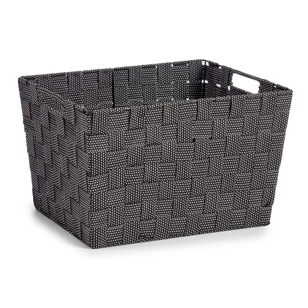Caja de almacenaje trenzada Kipit negra, 10 L, con asas — imagen 3