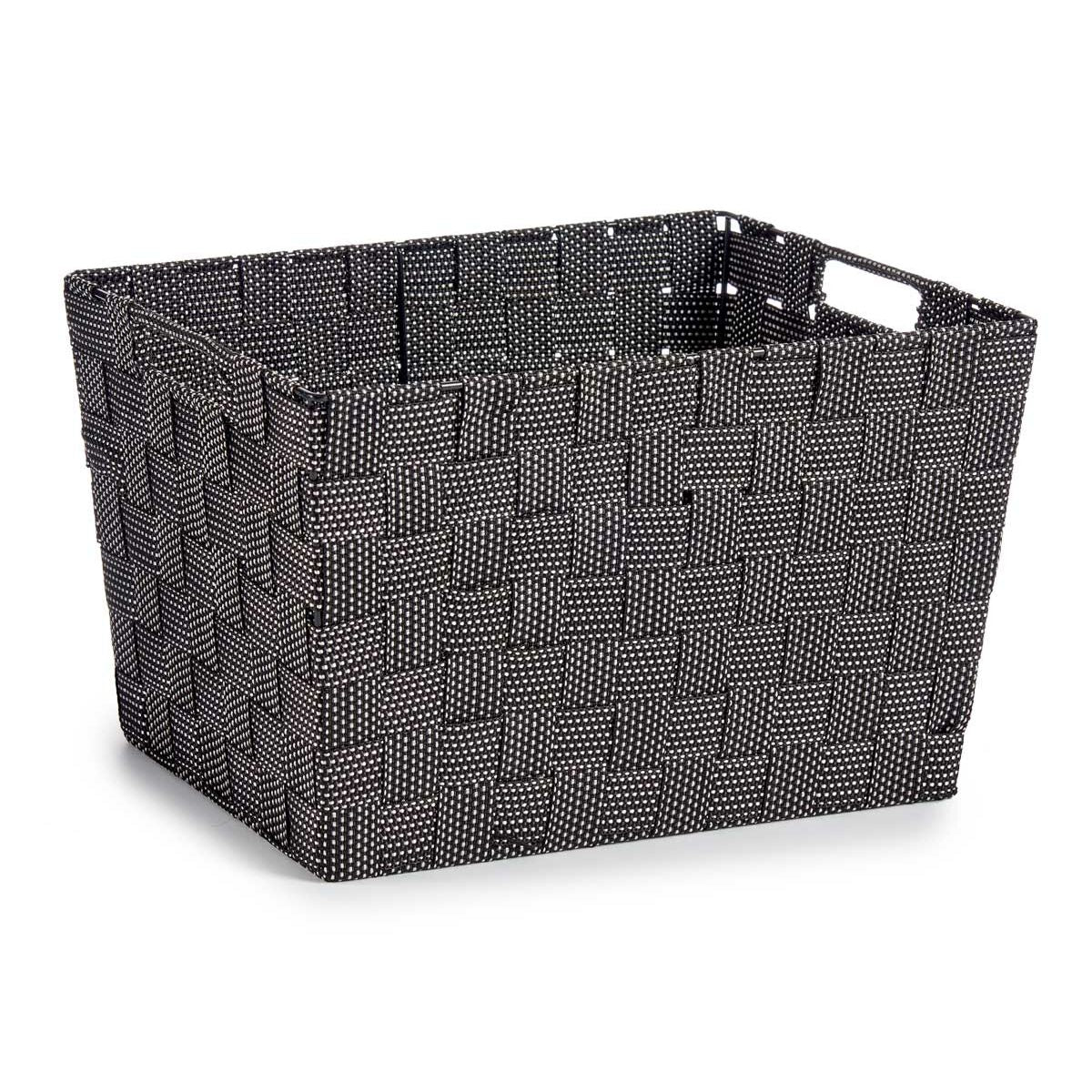 Caja de almacenaje trenzada Kipit negra, 10 L, con asas — imagen 3