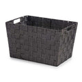 Caja de almacenaje trenzada Kipit negra, 10 L, con asas