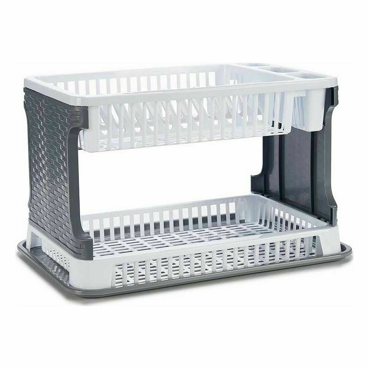 Escurridor de fregadero blanco de plástico, 2 estantes