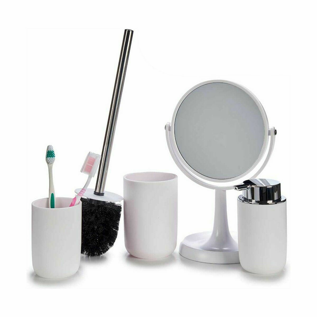 Set de baño blanco de 4 piezas, polipropileno (6 unidades)