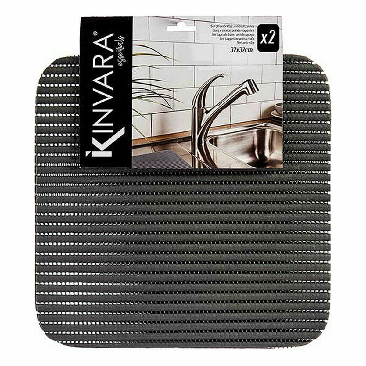 Set de 2 alfombrillas antideslizantes de plástico, 32 x 32 cm — imagen 2