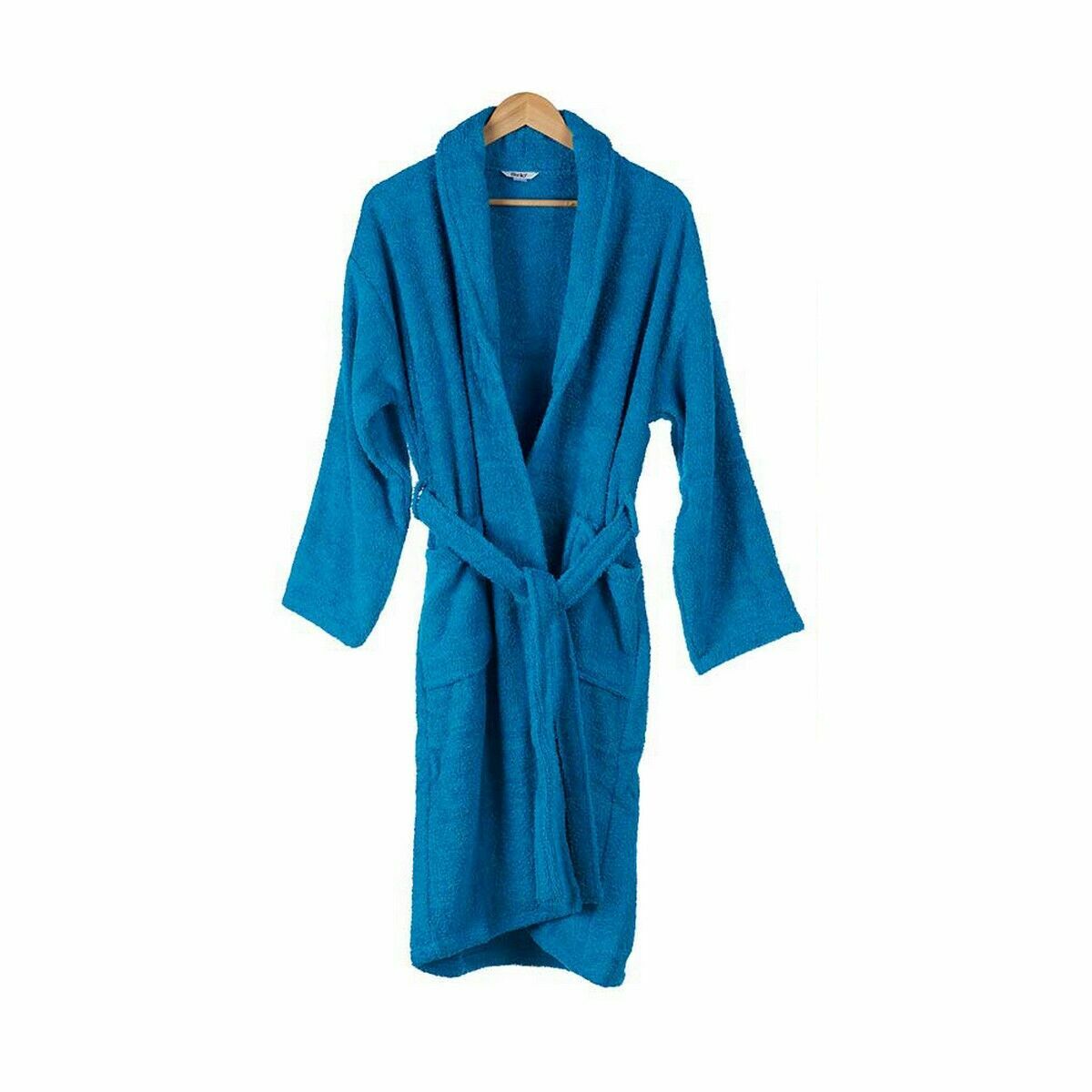 Albornoz de algodón azul, talla M/L (6 unidades)