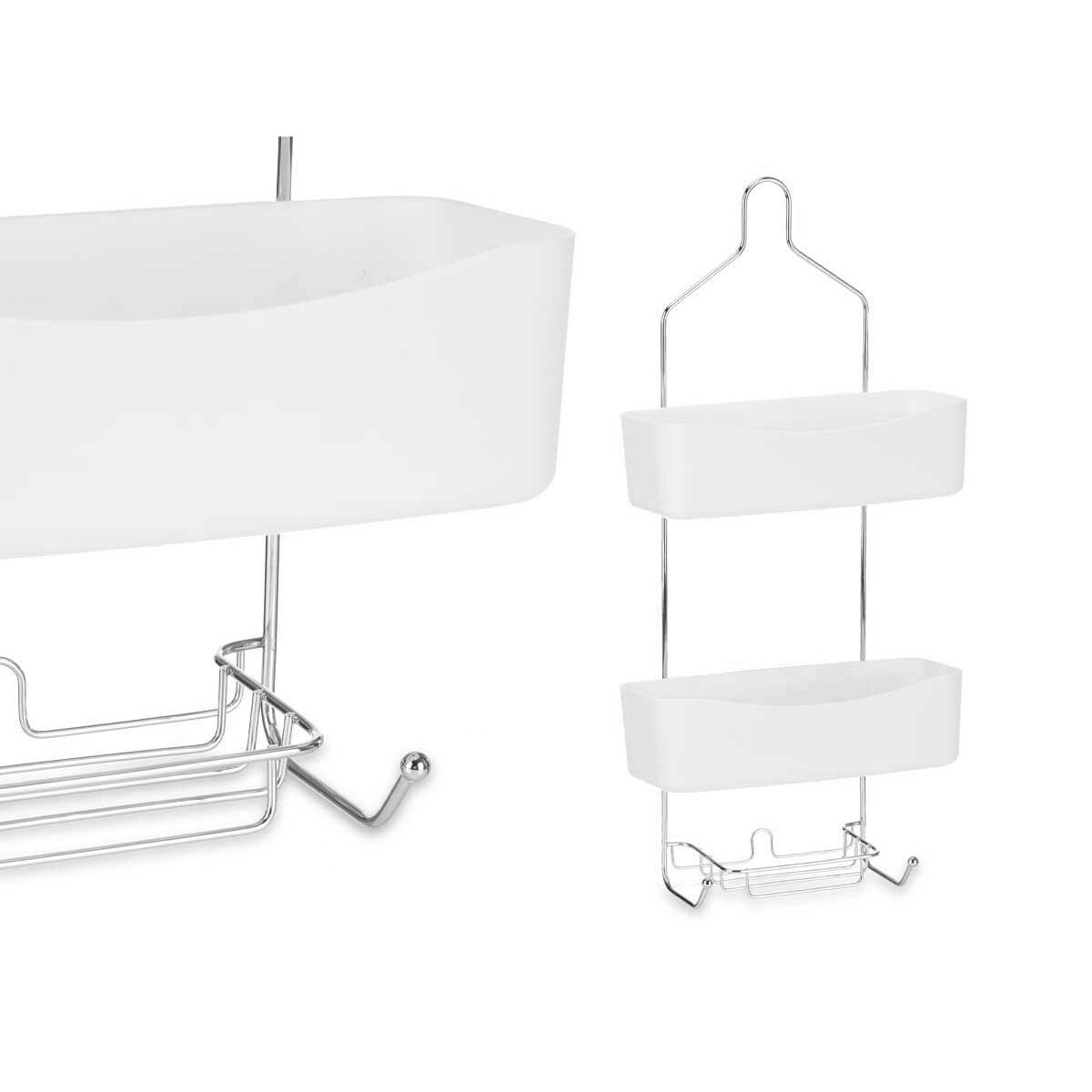 Estantería de baño blanca de metal y plástico, 28 x 60 x 14 cm — imagen 2