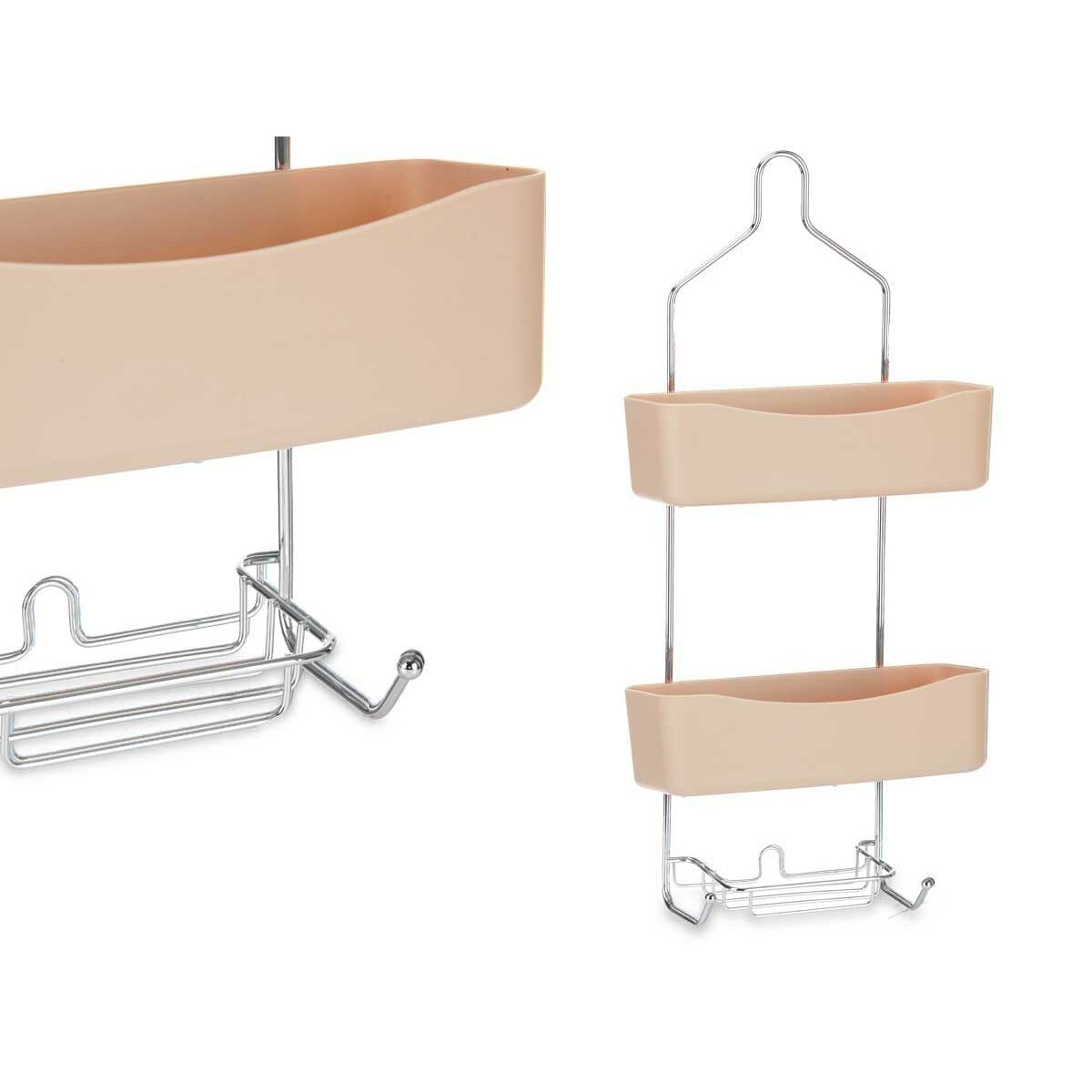 Estantería de baño beige de metal y plástico, 28 x 60 x 14 cm — imagen 3