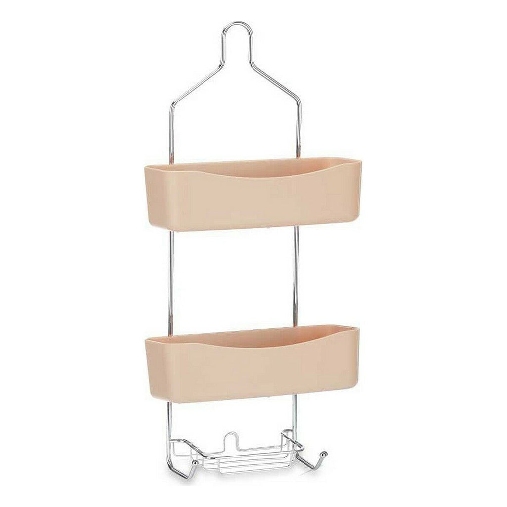 Estantería de baño beige de metal y plástico, 28 x 60 x 14 cm