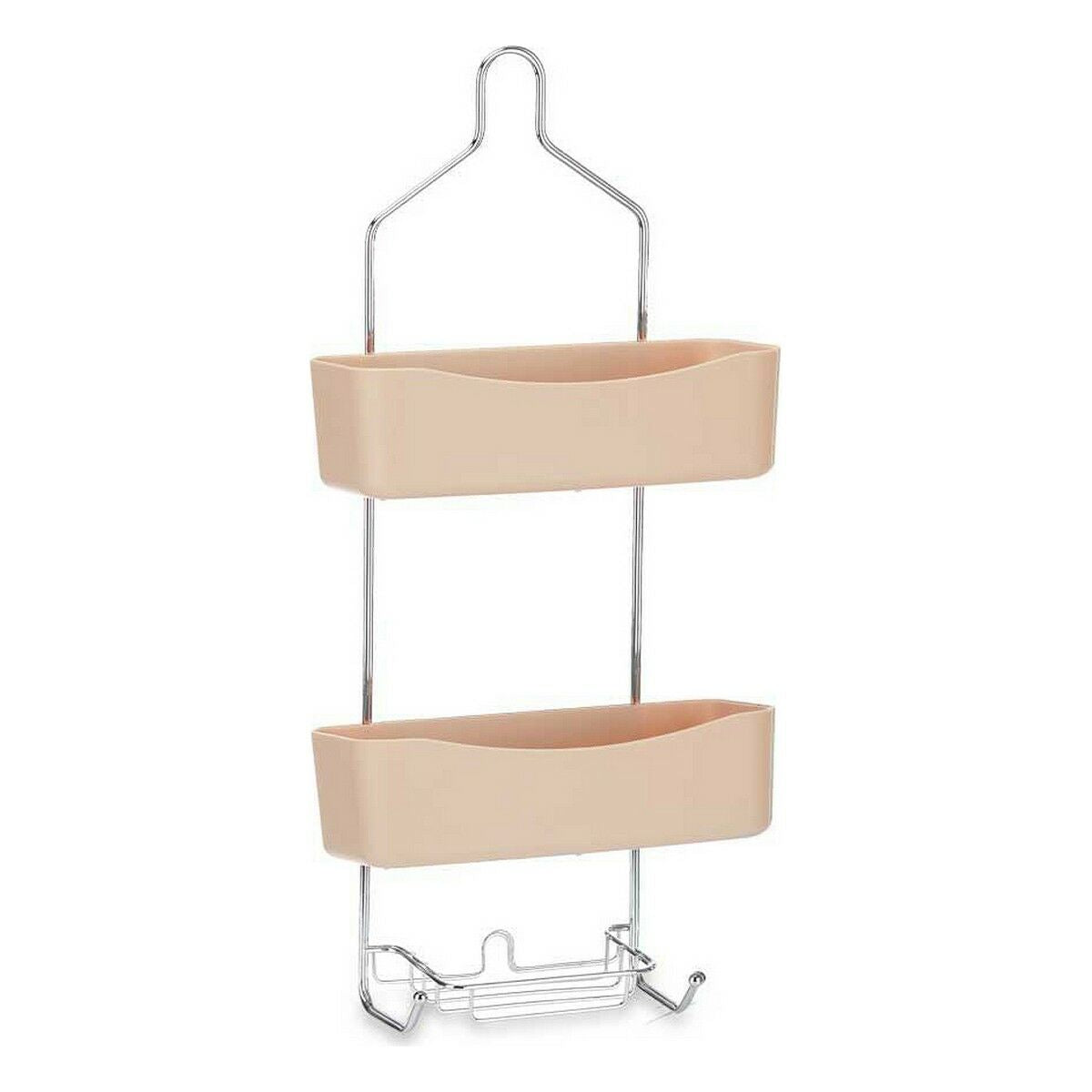 Estantería de baño beige de metal y plástico, 28 x 60 x 14 cm