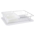 Escurridor de fregadero de metal y plástico, blanco