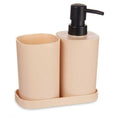 Set de baño de polipropileno negro y beige, pack de 12