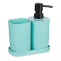 Set de baño de polipropileno negro y verde, pack de 12