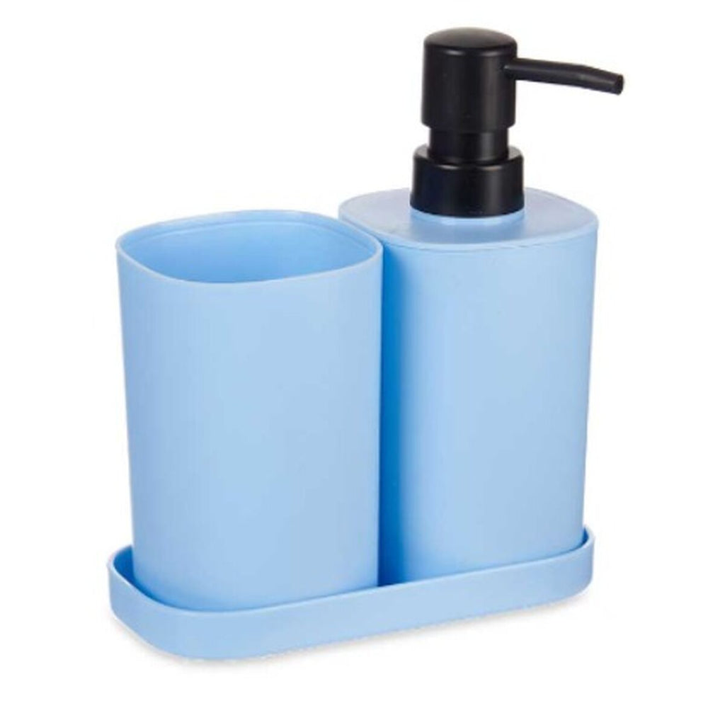Set de baño de polipropileno azul y negro, pack de 12
