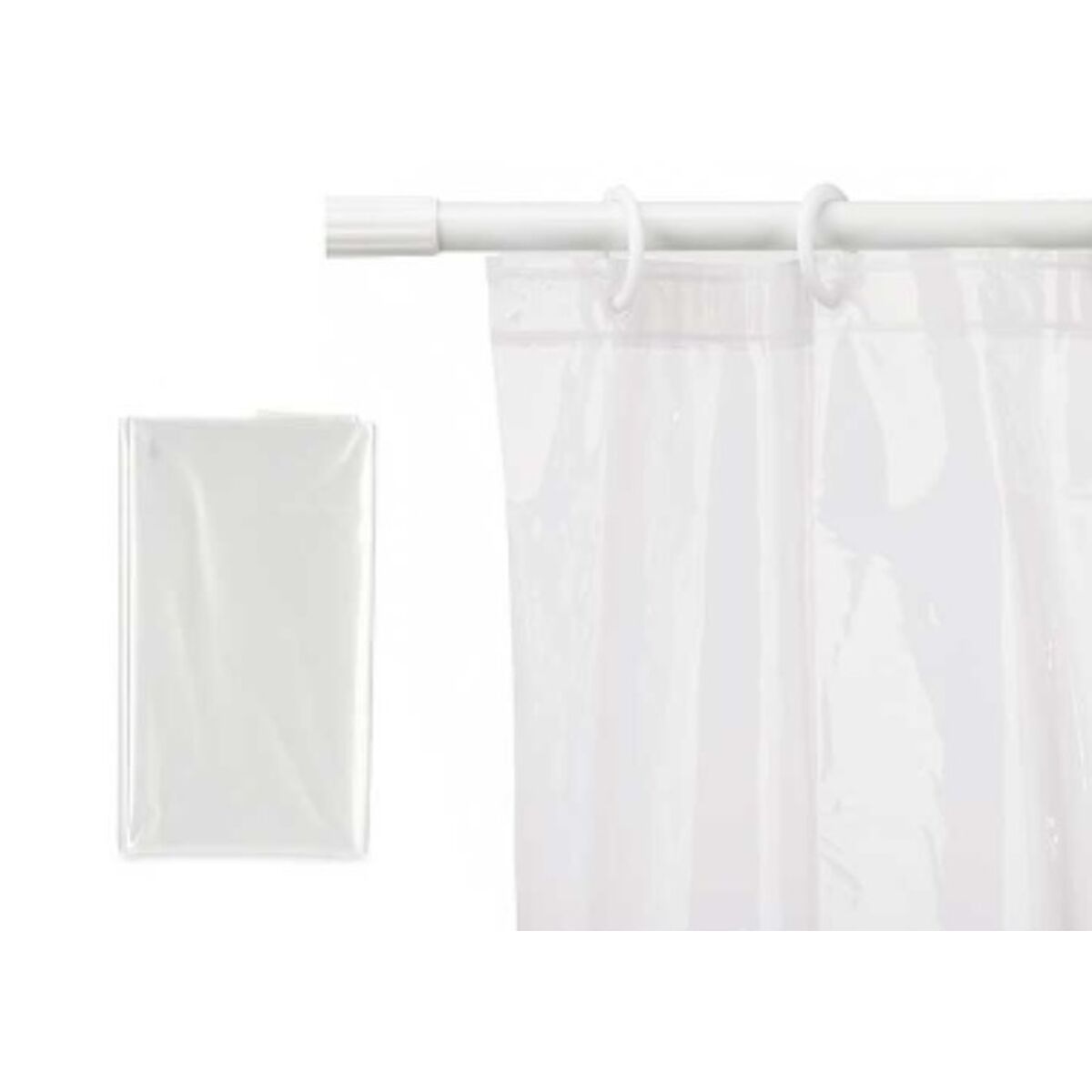 Set de baño transparente con cortina y alfombrilla (12 unidades) — imagen 2