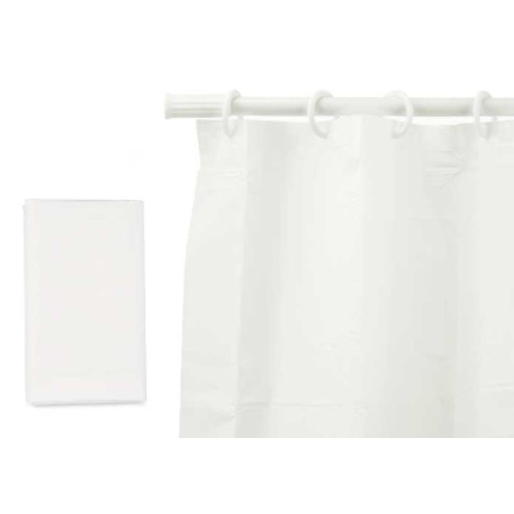 Set de baño blanco con cortina y alfombrilla (12 unidades) — imagen 2