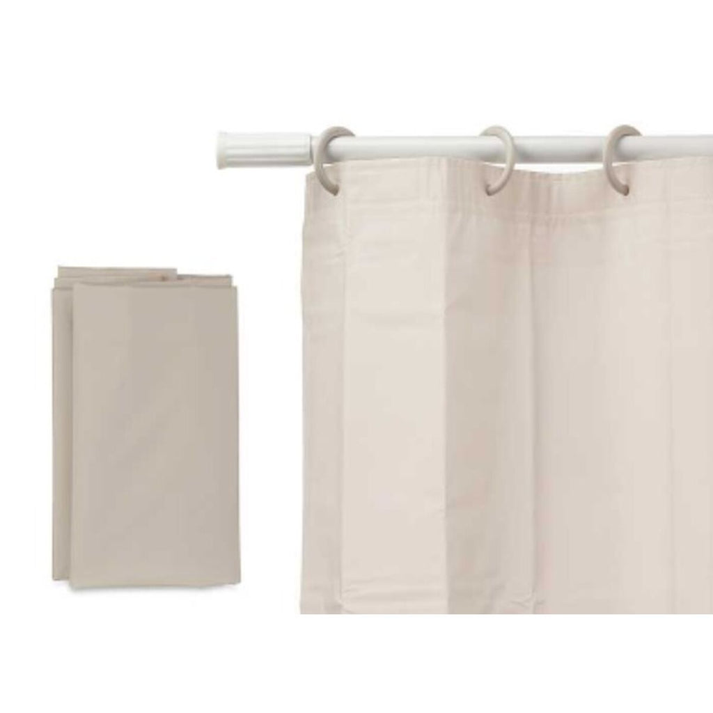 Set de baño beige con cortina y alfombrilla (12 unidades) — imagen 2