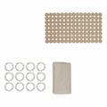 Set de baño beige con cortina y alfombrilla (12 unidades)