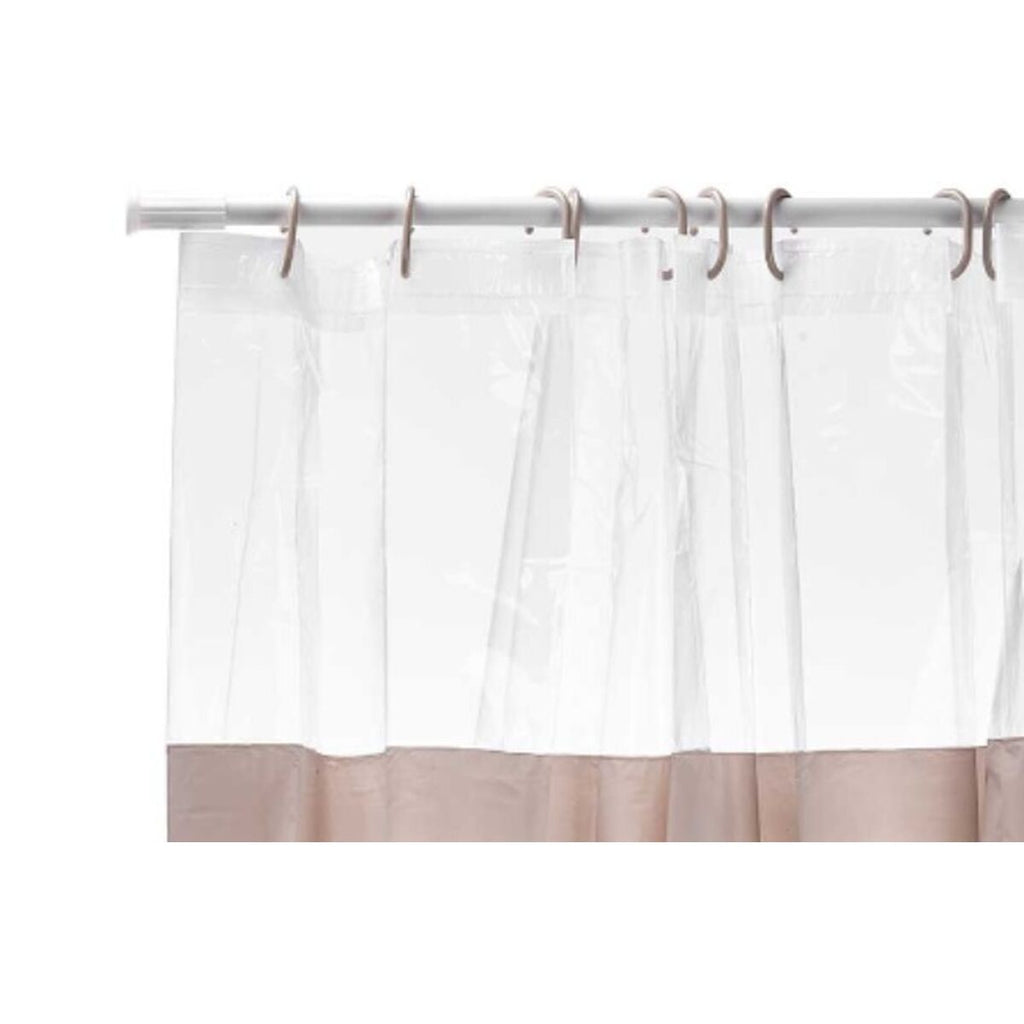 Cortina de ducha de PEVA transparente y beige, 180 x 180 cm