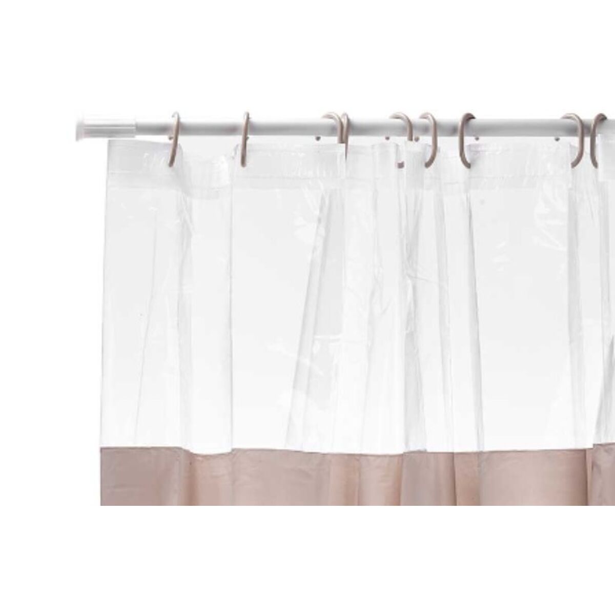 Cortina de ducha de PEVA transparente y beige, 180 x 180 cm