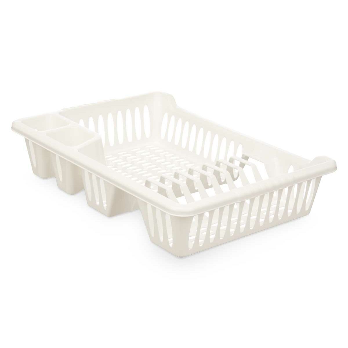 Escurridor de fregadero de plástico blanco, 40 x 8 x 29,5 cm